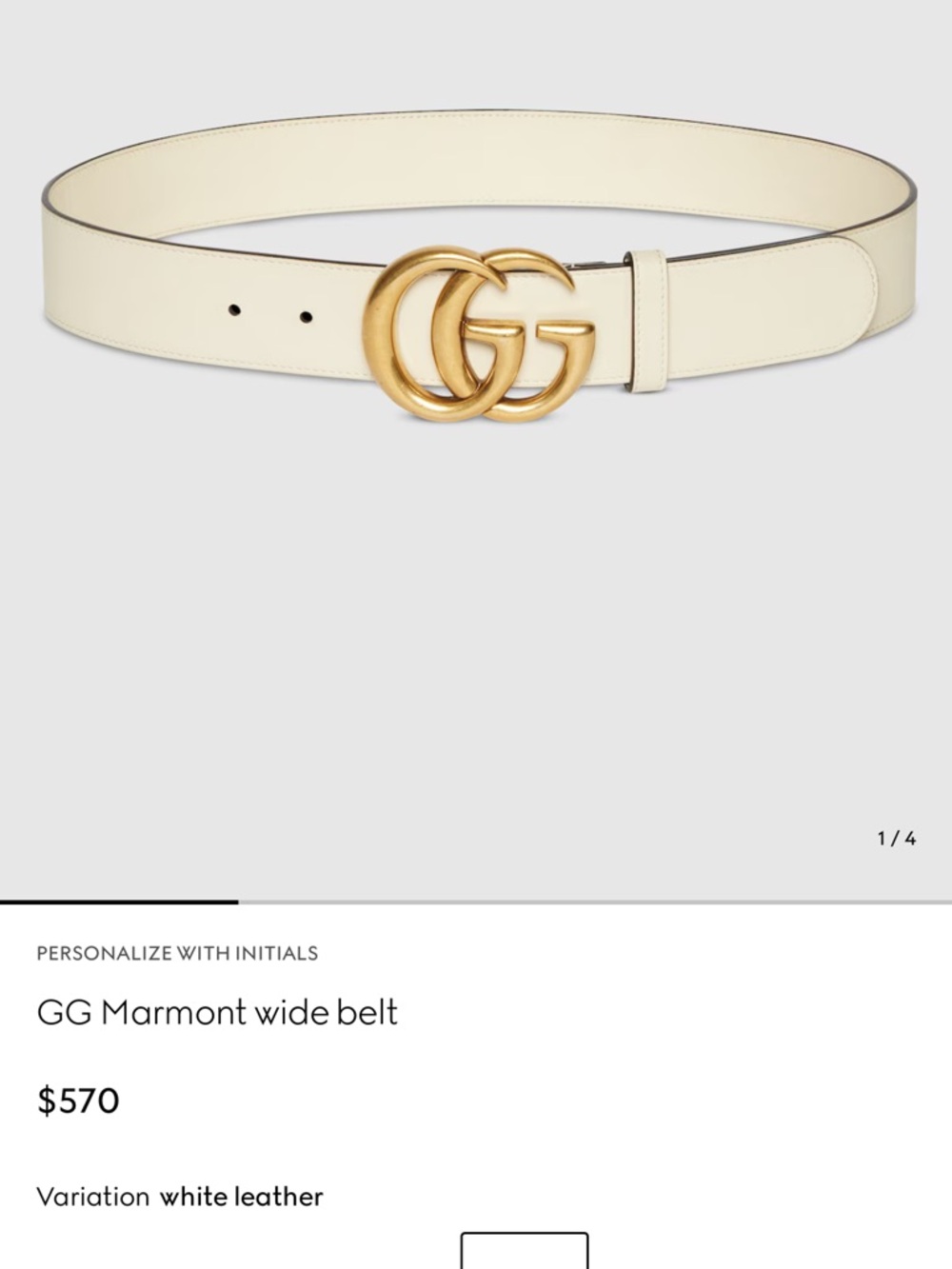 Gucci White Leather Belt with Gold Double G Buckle - Picture 7 of 7
